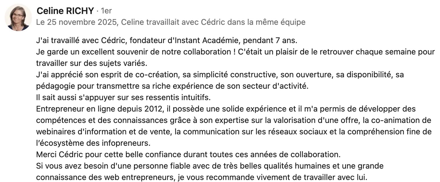 Céline Richy's testimonial